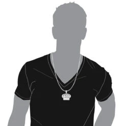 Men's 14K White Gold Crown Diamond Pendant 1.37ct -Luxurman mens 14k gold crown diamond pendant 137ct p 5928 bodwh