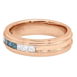 Men's 14K White Gold White Blue Diamond Wedding Band 0.98ct 13 Men's 14K White Gold White Blue Diamond Wedding Band 0.98ct -Luxurman mens 14k gold white blue diamond wedding band 098ct p 6432 backro