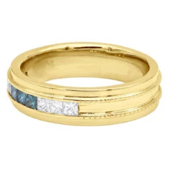 Men's 14K White Gold White Blue Diamond Wedding Band 0.98ct 12 Men's 14K White Gold White Blue Diamond Wedding Band 0.98ct -Luxurman mens 14k gold white blue diamond wedding band 098ct p 6432 backye