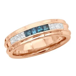 Men's 14K White Gold White Blue Diamond Wedding Band 0.98ct 10 Men's 14K White Gold White Blue Diamond Wedding Band 0.98ct -Luxurman mens 14k gold white blue diamond wedding band 098ct p 6432 ro