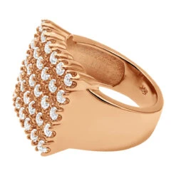 Men's 5 Row Diamond Ring W Round Diamonds 1.32ct -Luxurman mens 5 row diamond ring w round diamonds 132ct p 5910 back rose