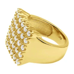 Men's 5 Row Diamond Ring W Round Diamonds 1.32ct -Luxurman mens 5 row diamond ring w round diamonds 132ct p 5910 back yellow