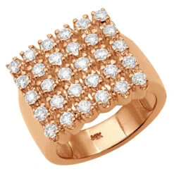 Men's 5 Row Diamond Ring W Round Diamonds 1.32ct -Luxurman mens 5 row diamond ring w round diamonds 132ct p 5910 rose