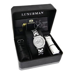 Men's And Ladies Diamond Luxuman Diamond Watch 2ct -Luxurman mens and ladies diamond watches luxuman diamond watch 2ct 4