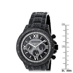 Men's Black Diamond Luxurman Watch 1.25ct Iced Out -Luxurman mens black diamond luxurman watch 125ct iced out ruler