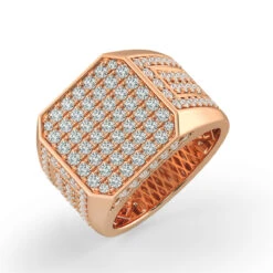 Boxy 4.5 Carat Men's Diamond 14K White Gold Statement Pinky Ring -Luxurman mens black diamond ring 14k 498ct p 40390 ro 1 20211124