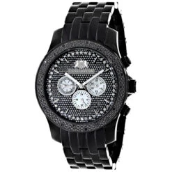 Men's Black Diamond Watch 0.25ct LUXURMAN New Arrival