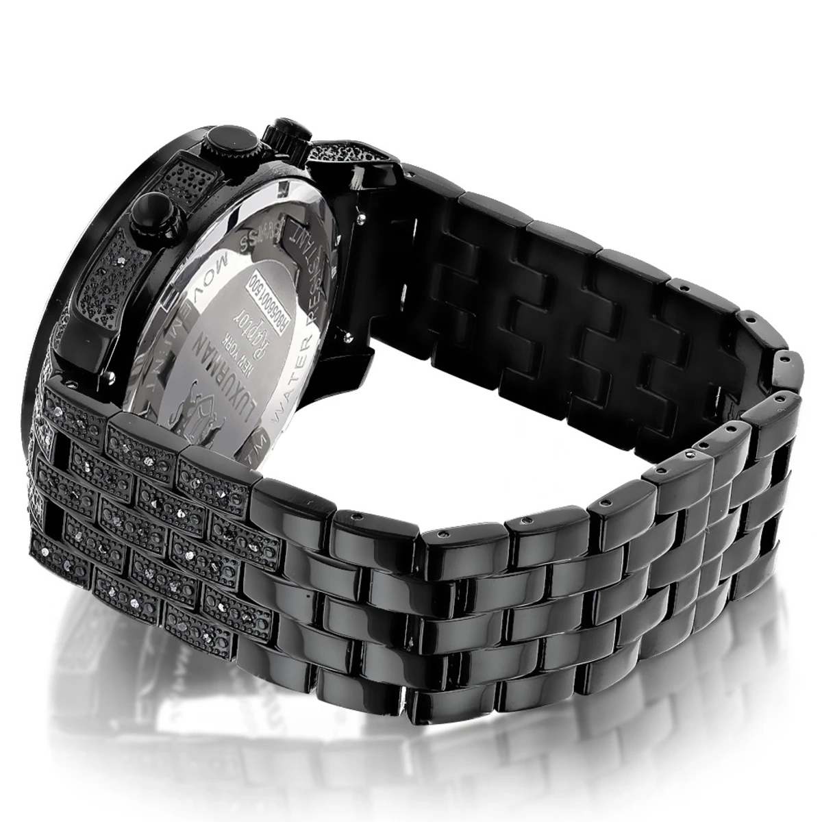 Fully Iced Out Large Men's Black Diamond Watch 1.5ct LUXURMAN 2 Fully Iced Out Large Men's Black Diamond Watch 1.5ct LUXURMAN - Image 2