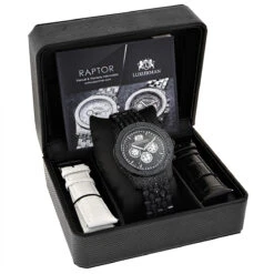 Fully Iced Out Large Men's Black Diamond Watch 1.5ct LUXURMAN 8 Fully Iced Out Large Men's Black Diamond Watch 1.5ct LUXURMAN -Luxurman mens black diamond watch 15ct luxurman new arrival box