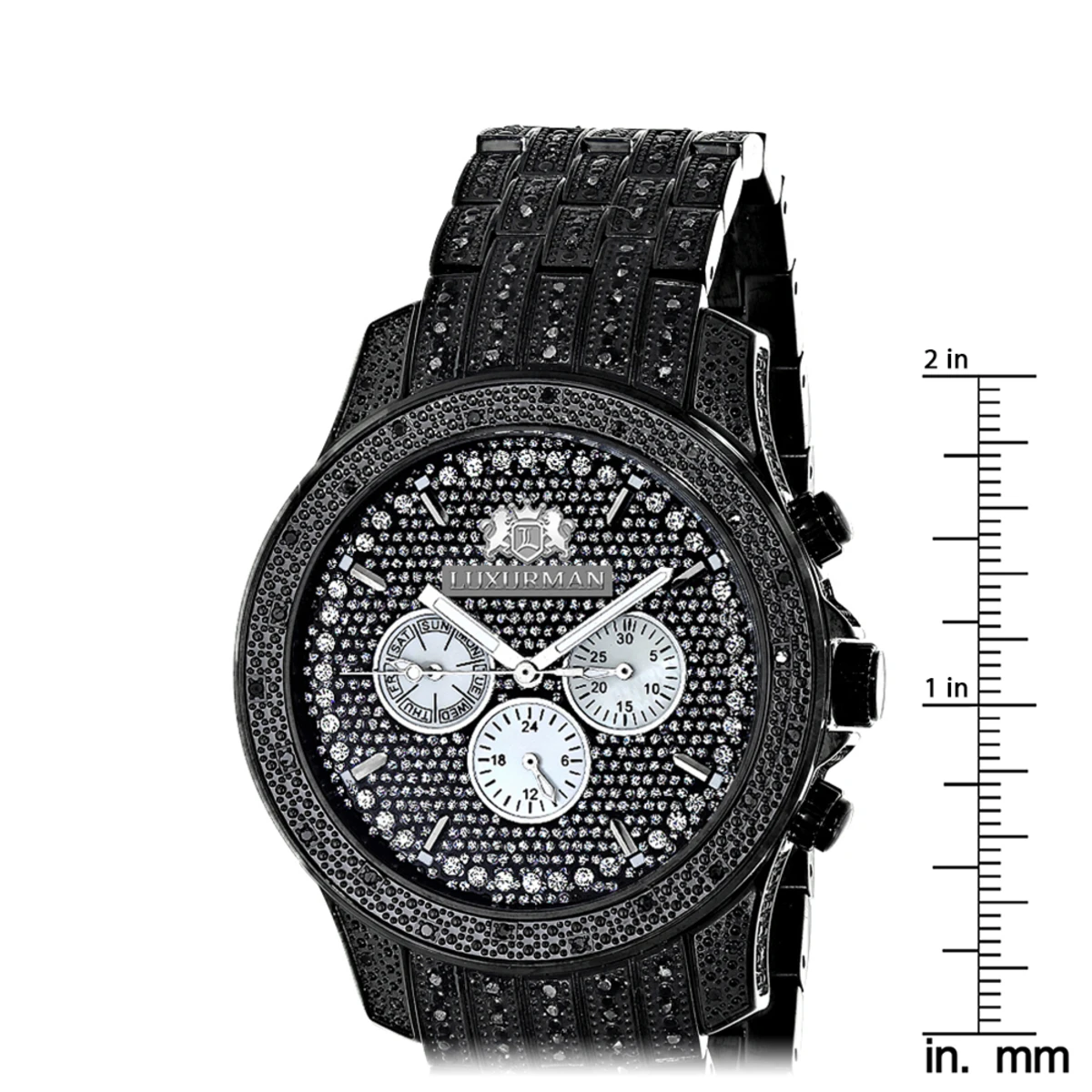 Fully Iced Out Large Men's Black Diamond Watch 1.5ct LUXURMAN 5 Fully Iced Out Large Men's Black Diamond Watch 1.5ct LUXURMAN - Image 5