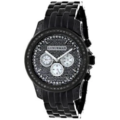 Luxurman Designer Men's Black Diamond Watch 2.5 Carats