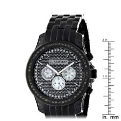 Luxurman Designer Men's Black Diamond Watch 2.5 Carats -Luxurman mens black diamond watch luxurman designer watches 25 carats ruler