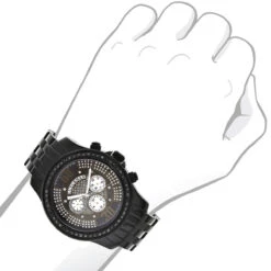 Men's Black Diamond Watch By LUXURMAN 2.25ct -Luxurman mens black diamond watches by luxurman 225ct p 44428bod