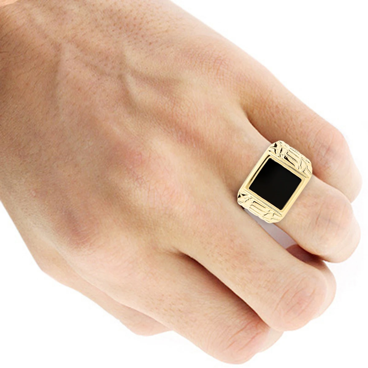 Men's Black Onyx Ring 14K Yellow Gold 5 Men's Black Onyx Ring 14K Yellow Gold - Image 5
