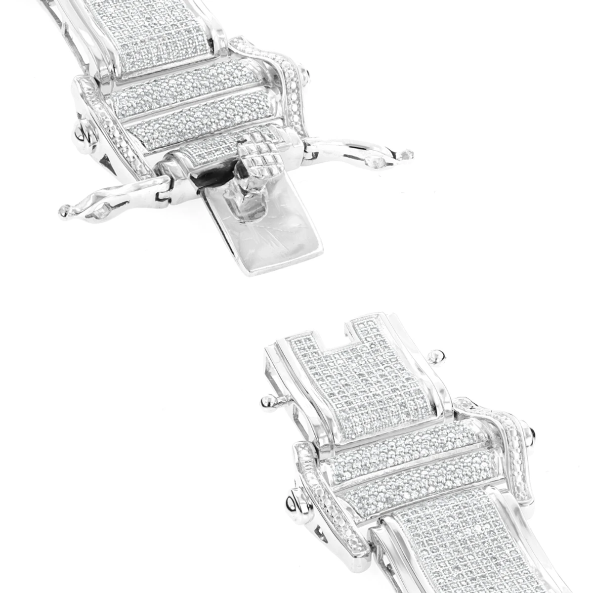 14K White Gold Pave Diamond Bracelet For Men 7.98ct 4 14K White Gold Pave Diamond Bracelet For Men 7.98ct - Image 4