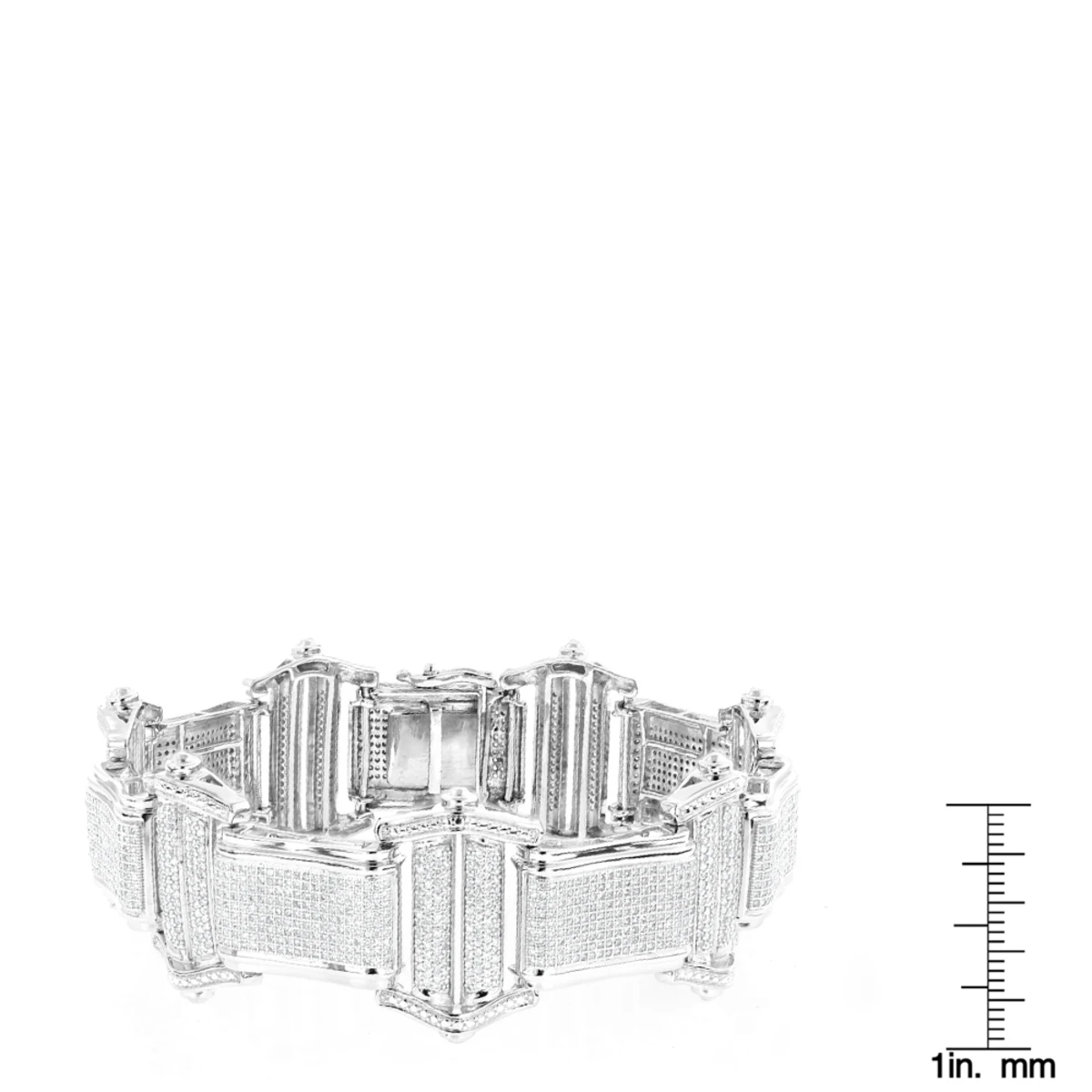14K White Gold Pave Diamond Bracelet For Men 7.98ct 6 14K White Gold Pave Diamond Bracelet For Men 7.98ct - Image 6