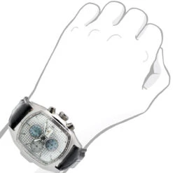 Men's Diamond Bubble Watch Techno 0.2ct Luxurman Chronograph W Leather Band -Luxurman mens diamond bubble watch w chronograph learther band techno 02ctw 968841 body