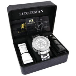 Men's Diamond Chronograph Watch By Luxurman 0.75ct Escalade -Luxurman mens diamond chronograph watch by luxurman 075ct escalade box