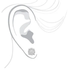 Men's Diamond Cluster Earring 14K Yellow Gold 0.69ct Single Stud -Luxurman mens diamond cluster earring 14k 069ct single stud bodwh