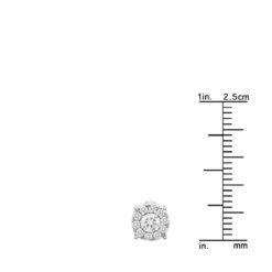 Men's Diamond Cluster Earring 14K Yellow Gold 0.69ct Single Stud -Luxurman mens diamond cluster earring 14k 069ct single stud rulerwh