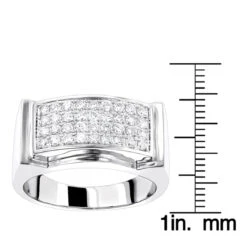 Men's Diamond 14K White Gold Ring By Luxurman 0.8ct Wedding Band 11 Men's Diamond 14K White Gold Ring By Luxurman 0.8ct Wedding Band -Luxurman mens diamond gold ring by luxurman 08ct 14k wedding band rulerwh