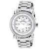 Oversized Men's Diamond Watch 0.12ct Iced Out Luxurman White MOP Face & Metal Band