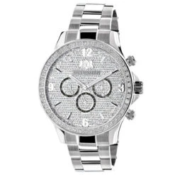 Men's Diamond Watch 2ct By Luxurman White Gold Plated