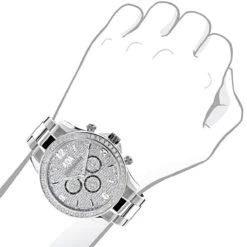 Men's Diamond Watch 2ct By Luxurman White Gold Plated -Luxurman mens diamond watch 2ct by luxurman white gold plated 3