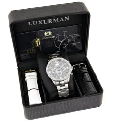 Men's Real Diamond Watch By Luxurman Liberty 0.2ct Swiss Mvt W Steel Band 6 Men's Real Diamond Watch By Luxurman Liberty 0.2ct Swiss Mvt W Steel Band -Luxurman mens diamond watch by luxurman 02ct new arrival midsize 1 1