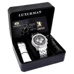 Men's Diamond Watch: Luxurman 0.50ct 8 Men's Diamond Watch: Luxurman 0.50ct -Luxurman mens diamond watch luxurman 050ct p 47727box