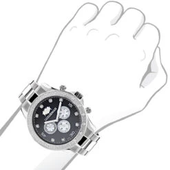 Men's Diamond Watch Swiss Mvt Stainless Steel Band 0.2ct Luxurman Liberty -Luxurman mens diamond watch swiss mvt stainless steel band 02ct luxurman liberty bod