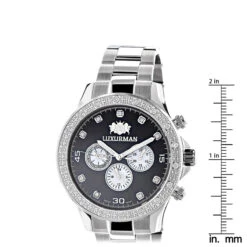 Men's Diamond Watch Swiss Mvt Stainless Steel Band 0.2ct Luxurman Liberty -Luxurman mens diamond watch swiss mvt stainless steel band 02ct luxurman liberty ruler