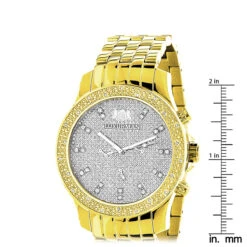 Men's Diamond Watch Yellow Gold Plated Luxurman Raptor 025ct W Metal Band -Luxurman mens diamond watch yellow gold plated luxurman raptor 025ct w metal band ruler