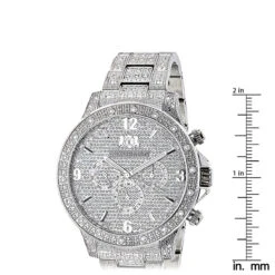 Men's Diamond Fully Iced Out Watch 1.25ct Luxurman Liberty Swiss Mvt -Luxurman mens diamond watches fully iced out diamond watch 125ct luxurman ruler