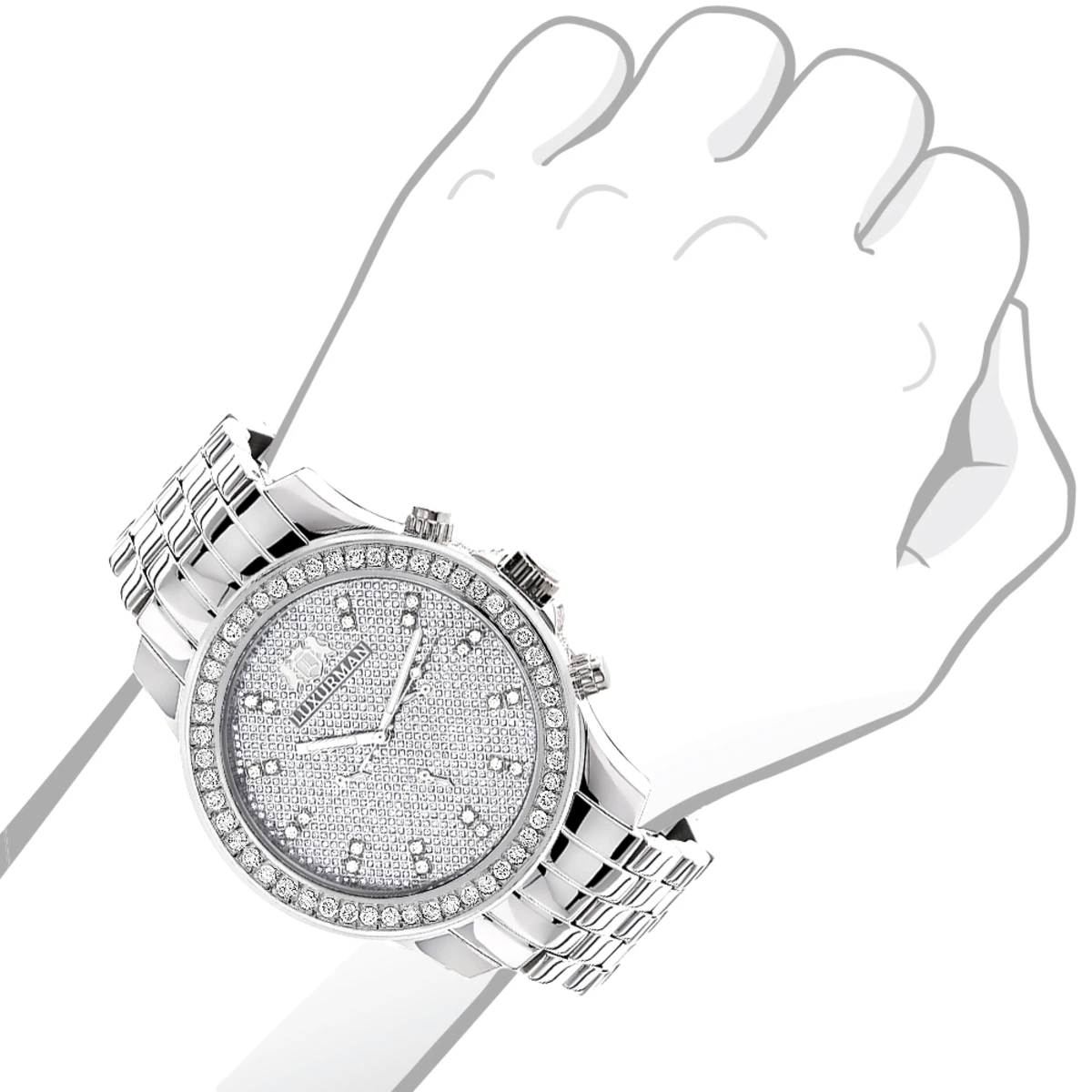 Men's Diamond LUXURMAN Diamond Watch 2.5ct 3 Men's Diamond LUXURMAN Diamond Watch 2.5ct - Image 3