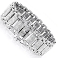 Men's Iced Out Pave Diamond Bubble Bracelet 7ct 10K Yellow Gold -Luxurman mens iced out pave diamond bubble bracelet 975ct p 6170 back