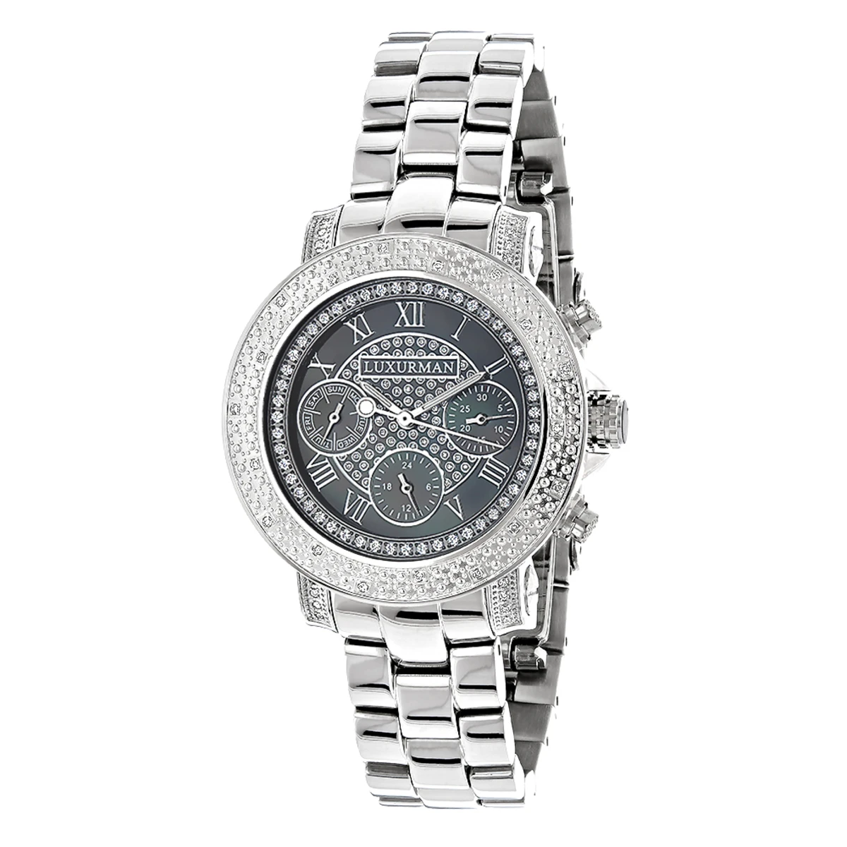 Ladies Diamond Watches By Luxurman 0.3ct Black MOP Montana 1 Ladies Diamond Watches By Luxurman 0.3ct Black MOP Montana