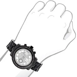 Luxurman Black Diamond White Dial Watch For Men And Women 7 Luxurman Black Diamond White Dial Watch For Men And Women -Luxurman mens ladies diamond watches luxurman black diamond watch bod