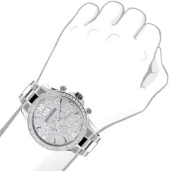 Men's Luxurman Large Diamond Bezel Watch 2ct Swiss Mvt -Luxurman mens luxurman watches large diamond bezel watch 2ct 3