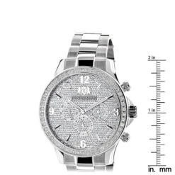 Men's Luxurman Large Diamond Bezel Watch 2ct Swiss Mvt -Luxurman mens luxurman watches large diamond bezel watch 2ct ruler