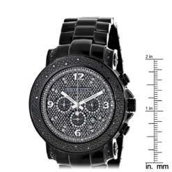 Men's Oversized Black Diamond Watch By LUXURMAN 0.75ct Chronograph -Luxurman mens oversized black diamond watch by luxurman 075ct chronograh ruler