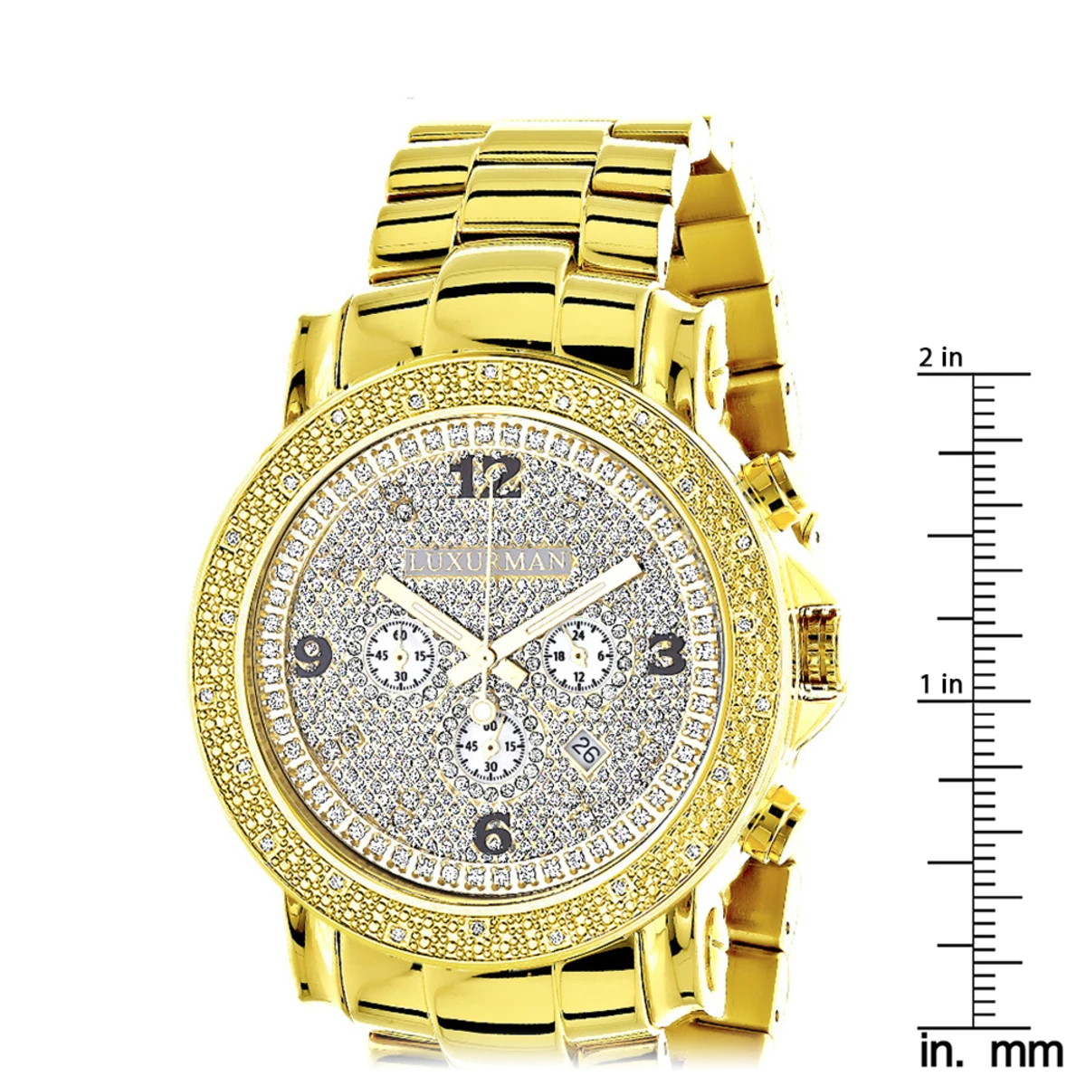 Men's Oversized Diamond Luxurman Watch 0.25ct 18k Yellow Gold Plated 5 Men's Oversized Diamond Luxurman Watch 0.25ct 18k Yellow Gold Plated - Image 5