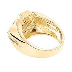 14K Yellow Gold Black Diamond Ring For Men By Luxurman -Luxurman mens pinky rings 14k gold black diamond ring for men by luxurman backye