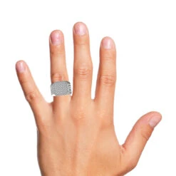 Boxy 4.5 Carat Men's Diamond 14K White Gold Statement Pinky Ring -Luxurman mens statement rings squre shape 14k gold diamond pinky ring for men 45ct 890243w bodwh