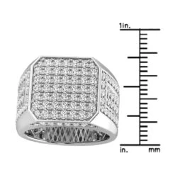 Boxy 4.5 Carat Men's Diamond 14K White Gold Statement Pinky Ring -Luxurman mens statement rings squre shape 14k gold diamond pinky ring for men 45ct 890243w rulerwh