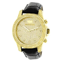 Men's Yellow Gold Plated Watch With Diamonds 0.5ct Luxurman