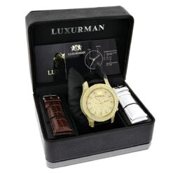 Men's Yellow Gold Plated Watch With Diamonds 0.5ct Luxurman 8 Men's Yellow Gold Plated Watch With Diamonds 0.5ct Luxurman -Luxurman mens yellow gold plated watch with diamonds 05ct luxurman 4
