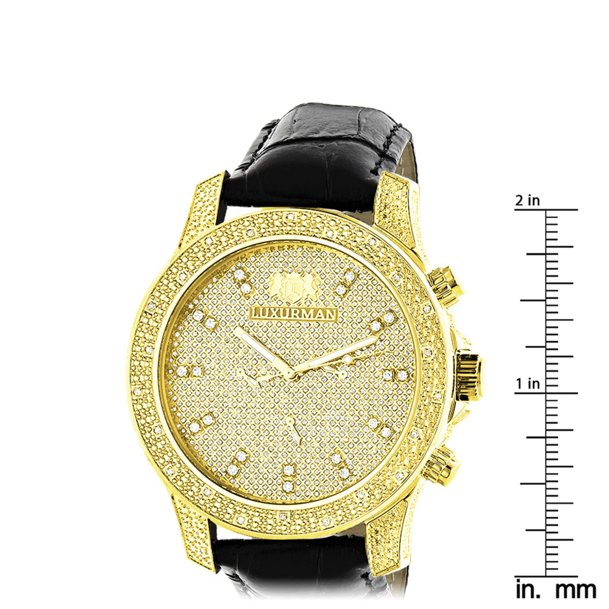 Men's Yellow Gold Plated Watch With Diamonds 0.5ct Luxurman 5 Men's Yellow Gold Plated Watch With Diamonds 0.5ct Luxurman - Image 5