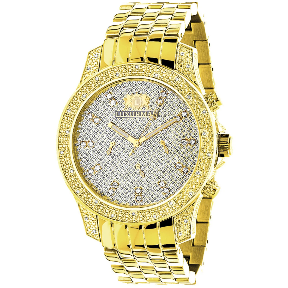 Men's Yellow Gold Tone Watch With Diamonds 0.50ct Luxurman 1 Men's Yellow Gold Tone Watch With Diamonds 0.50ct Luxurman