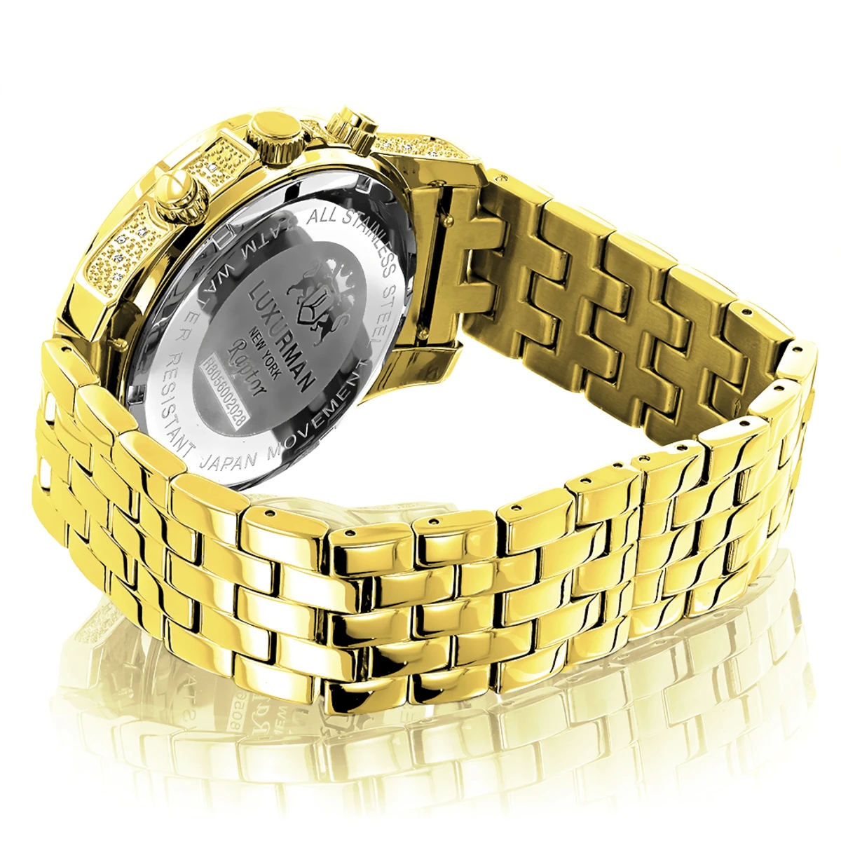 Men's Yellow Gold Tone Watch With Diamonds 0.50ct Luxurman 2 Men's Yellow Gold Tone Watch With Diamonds 0.50ct Luxurman - Image 2